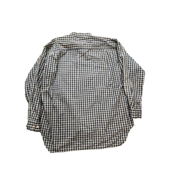 Coach Men XL Made IN USA 80s 2 ply cotton button up plaid Shirt Blue/Grey pocket - Picture 8 of 8